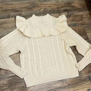 Cableknit Ruffled pullover sweater